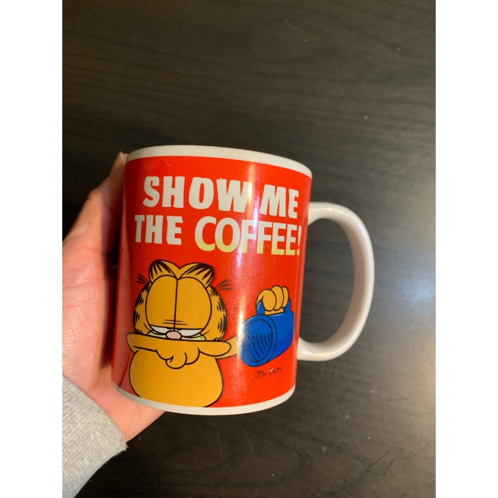 Garfield Show Me The Coffee Vintage‎ Style Red Ceramic Mug Jim Davis PAWS
